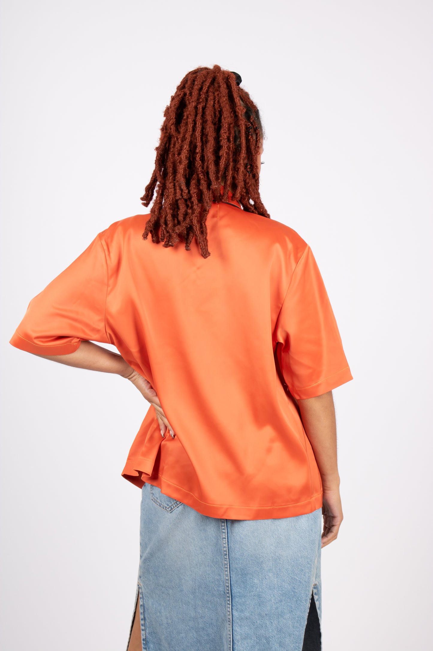 Retro Orange Embroidered Shirt