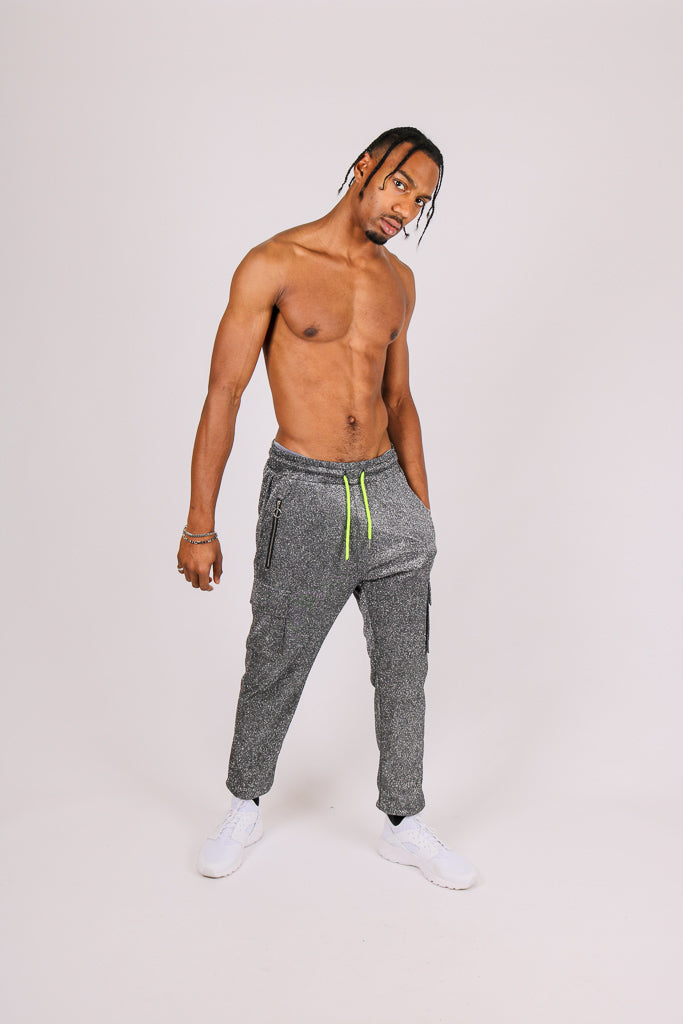 Grey Glitter Cargo Jogger