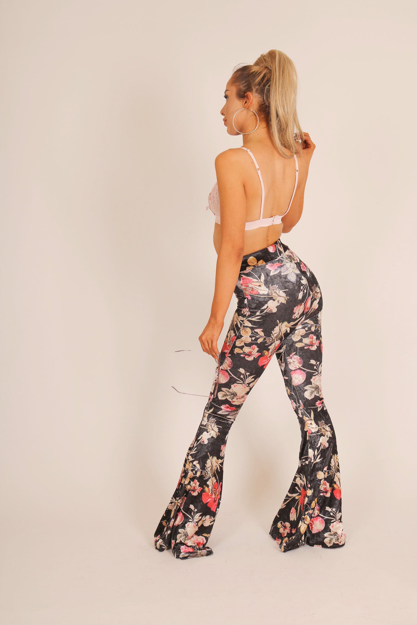 Velvet Floral Flare Trouser