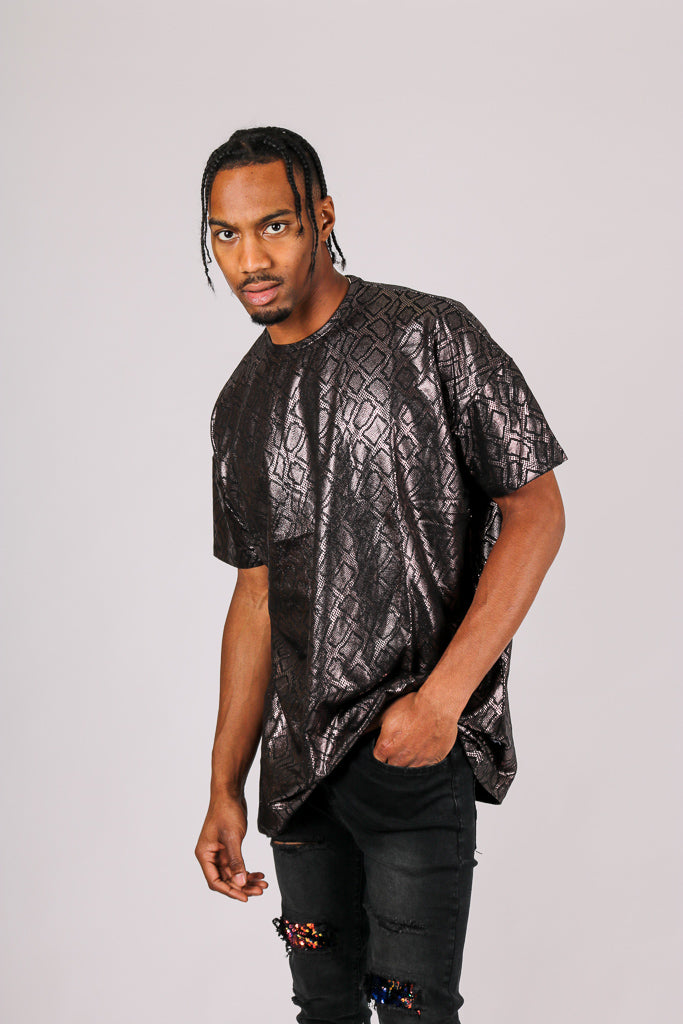 Oversized T-shirt In Metallic Snake
