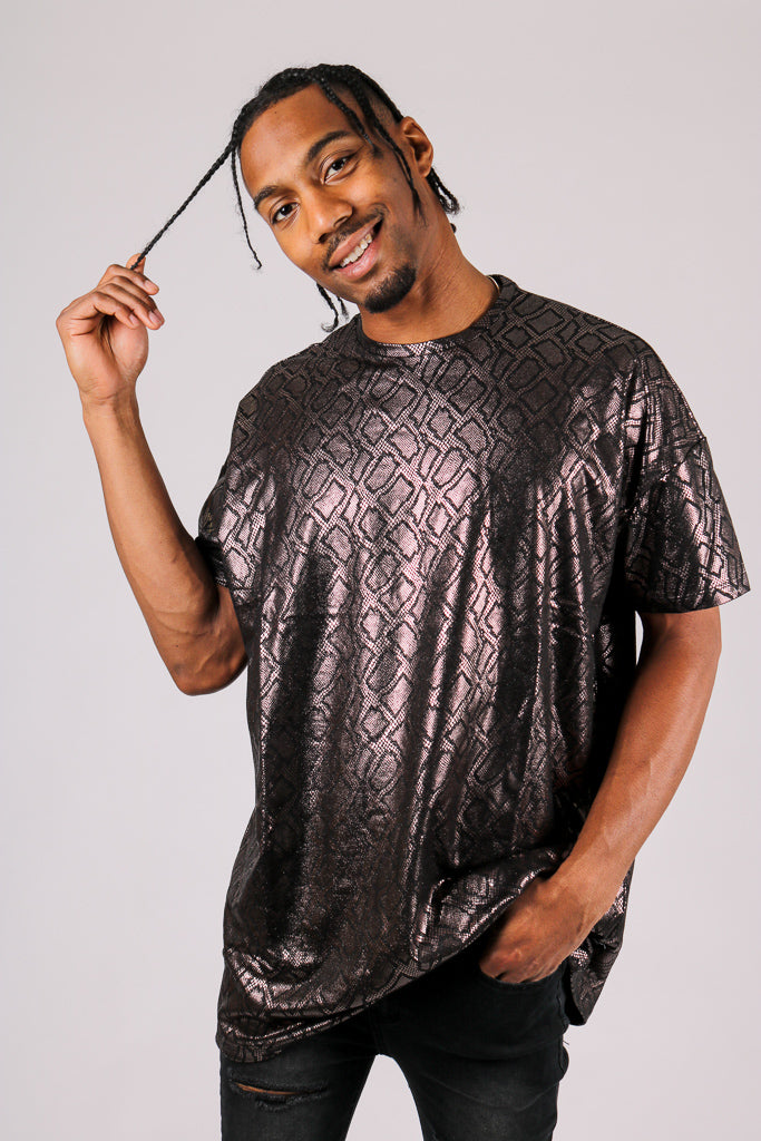 Oversized T-shirt In Metallic Snake