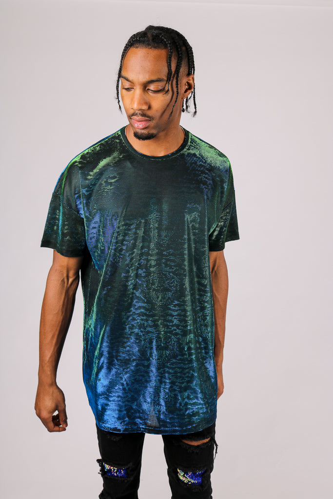 Oversized T-shirt In Metallic Green
