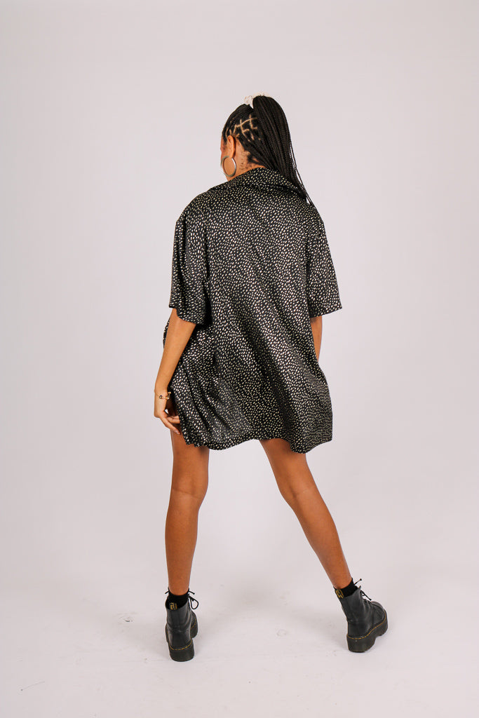 Snake & Moon Embroidered Shirt Dress