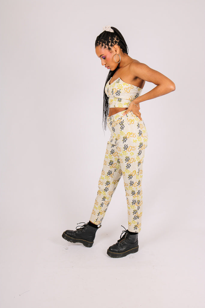 Snake Printed Denim Mom Jeans