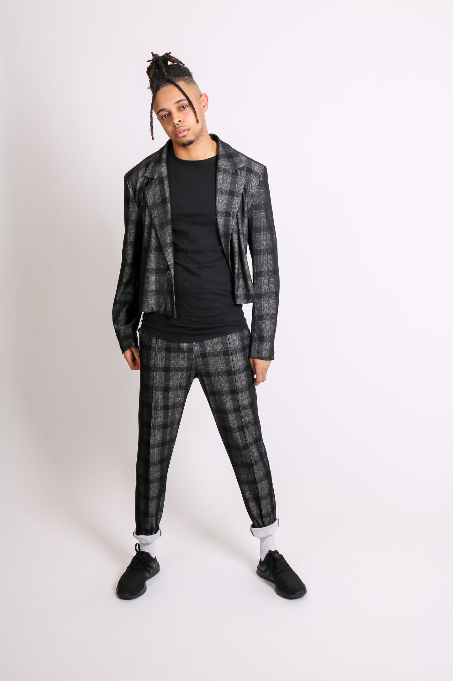 Dark Grey Check Tailored Trouser