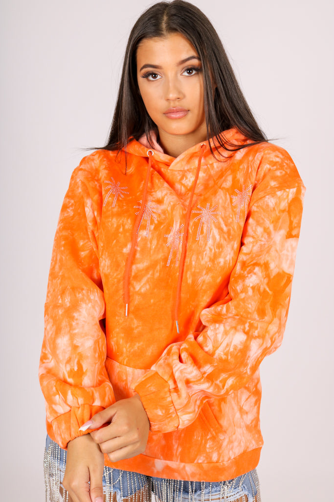 Orange and black on sale tie dye hoodie