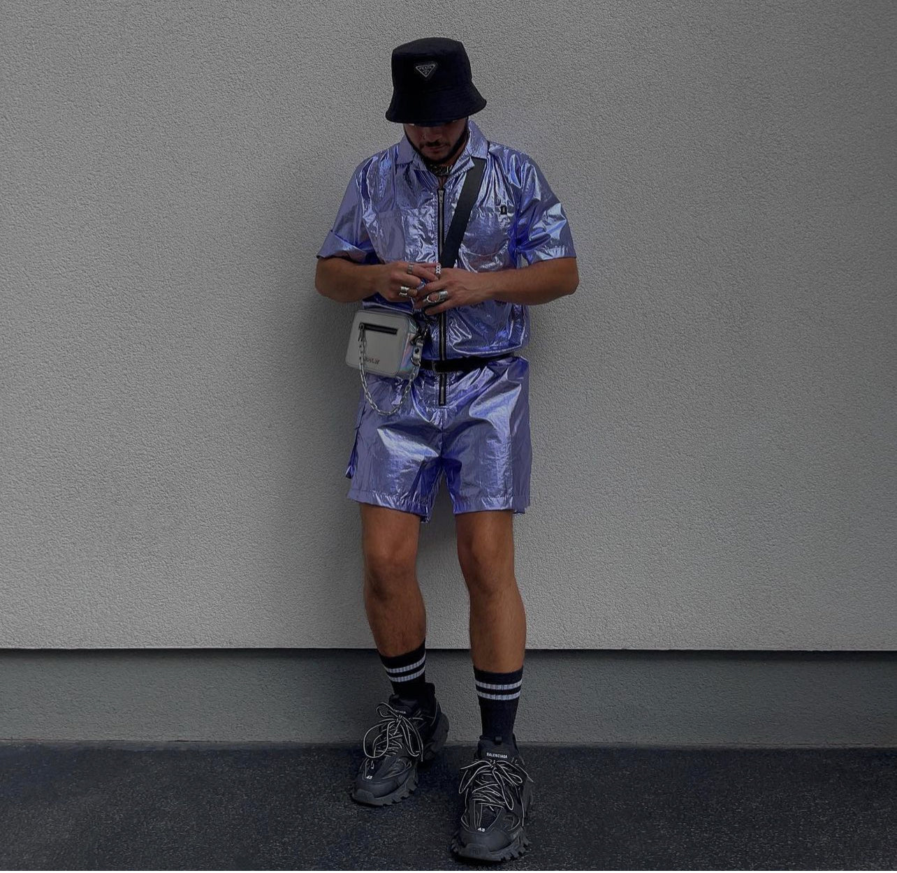 All-In-One Metallic Purple Utility Jumpsuit