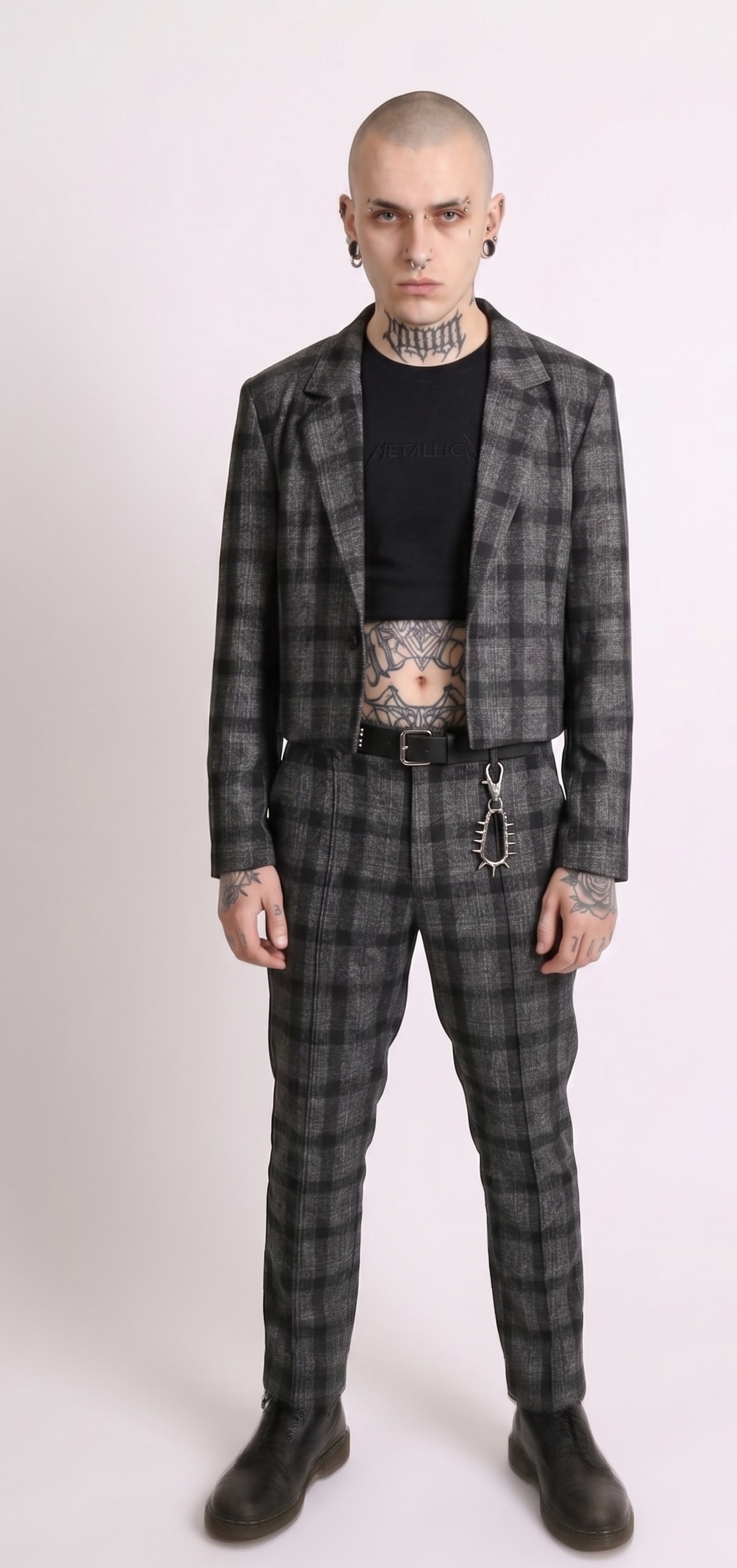 Dark Grey Check Tailored Trouser