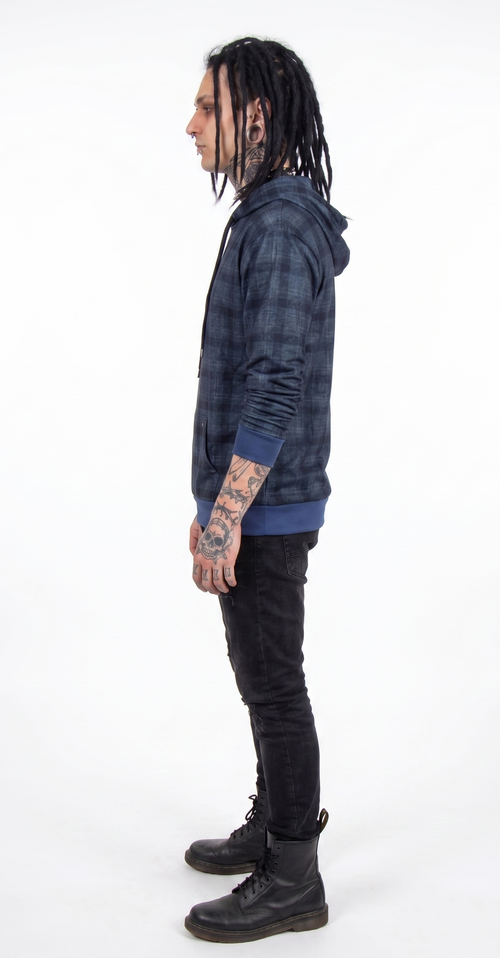 Blue Checkered Oversized Hoodie