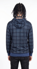 Blue Checkered Oversized Hoodie