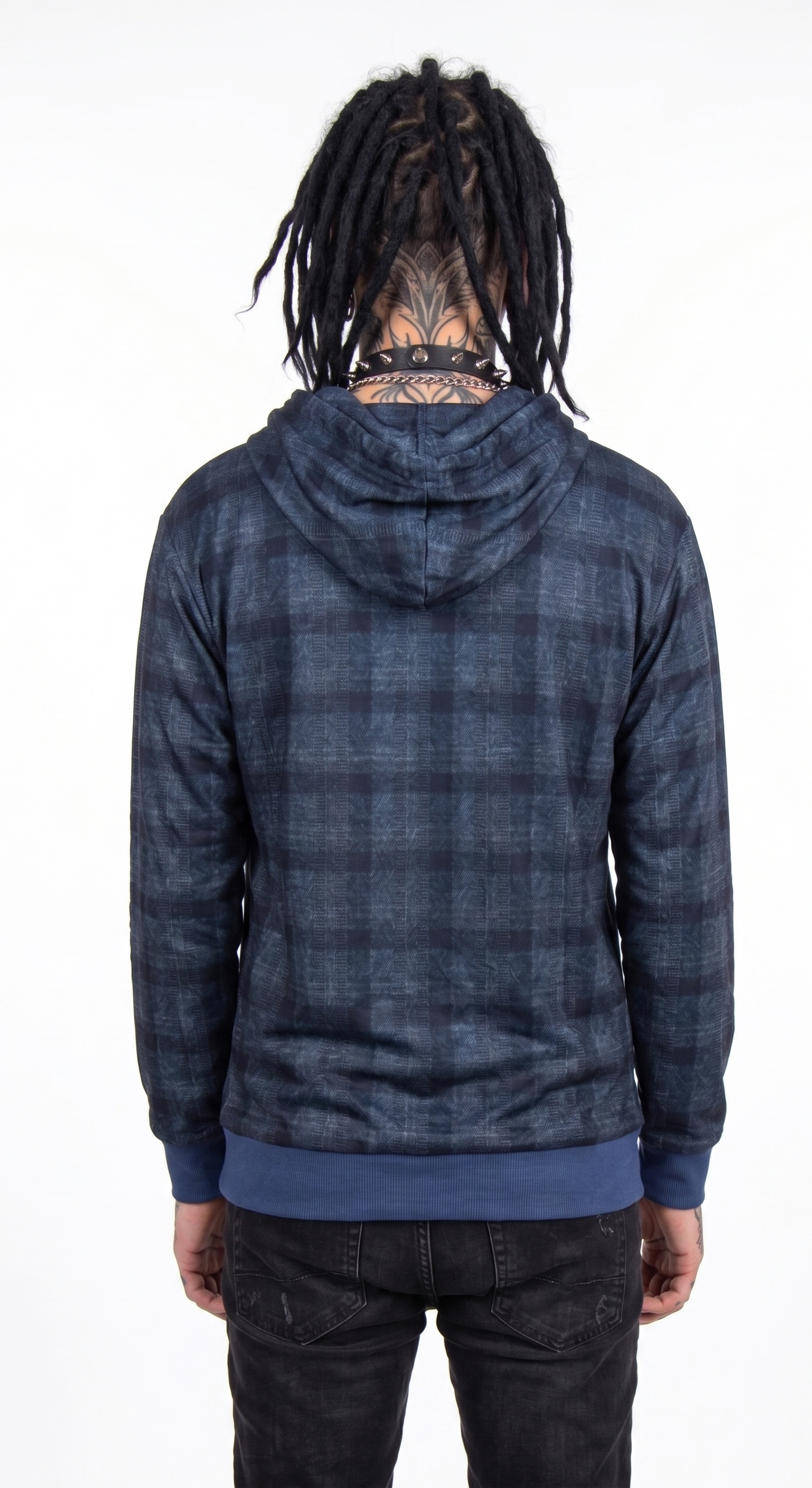 Blue Checkered Oversized Hoodie
