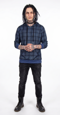 Blue Checkered Oversized Hoodie