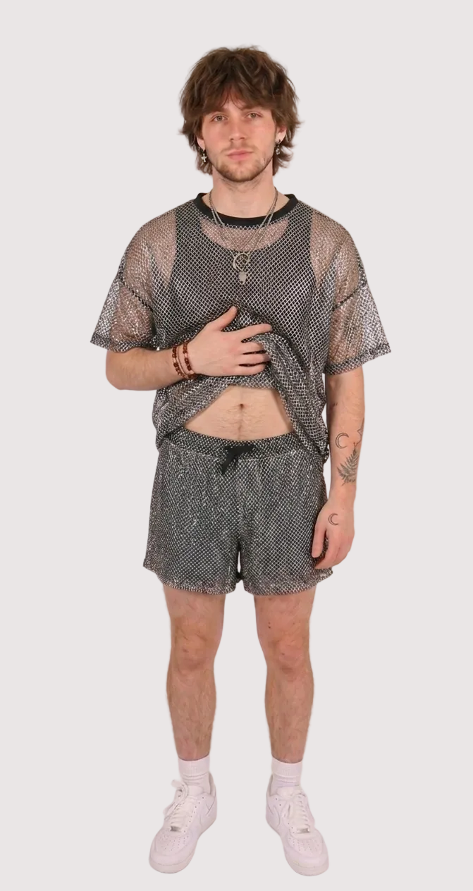 Oversized Metallic Mesh T-Shirt