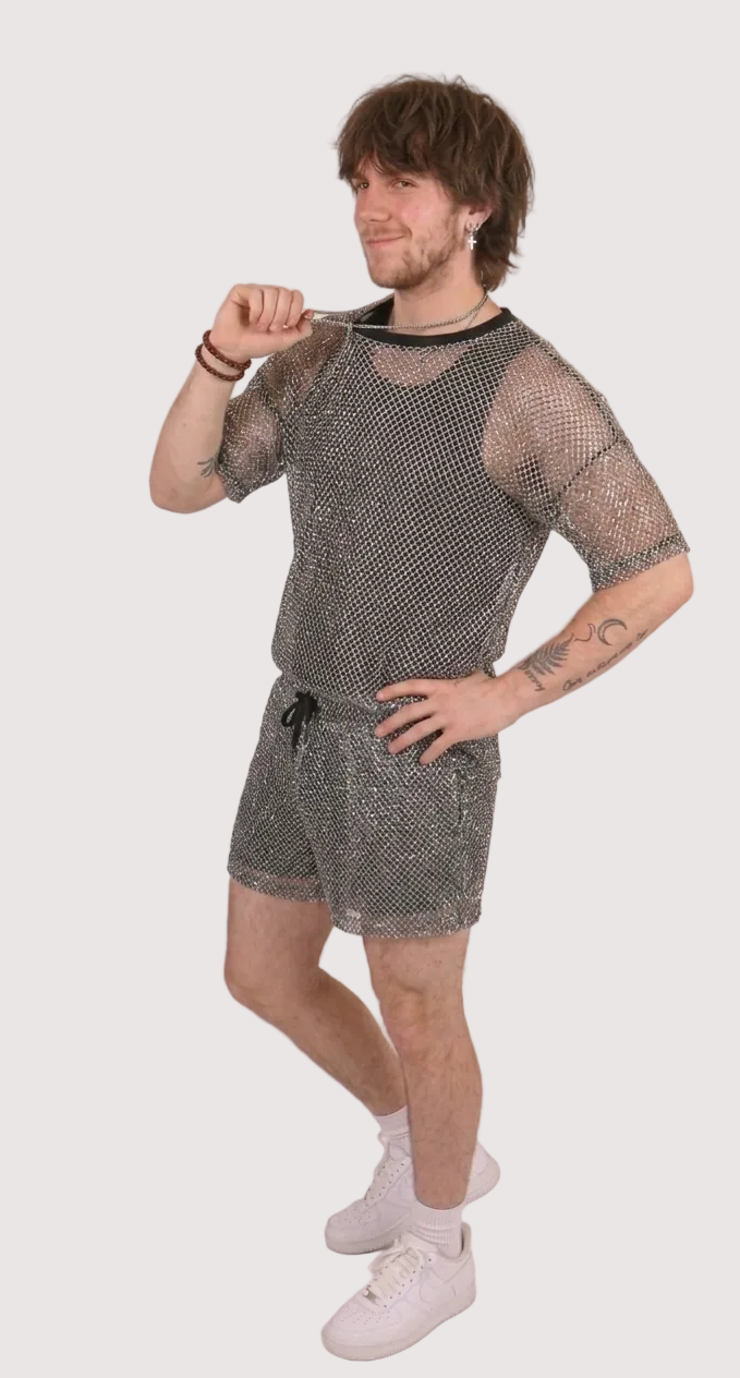 Oversized Metallic Mesh T-Shirt