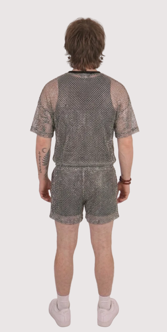 Oversized Metallic Mesh T-Shirt