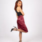 ONE ABOVE ANOTHER Aubergine Satin Wrap Skirt