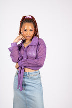 90s Purple Sheer Swirl Printed Shirt
