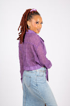 90s Purple Sheer Swirl Printed Shirt