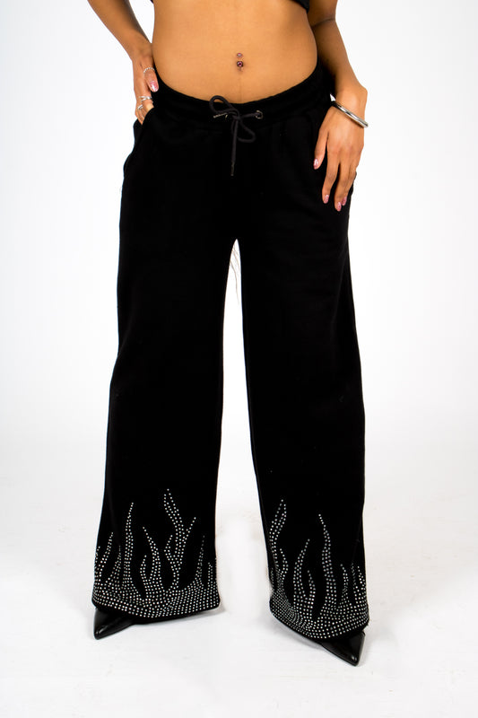 ONE ABOVE ANOTHER Diamanté Flame Wide Jogger