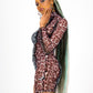 ONE ABOVE ANOTHER Animal Printed Mesh Mini Dress