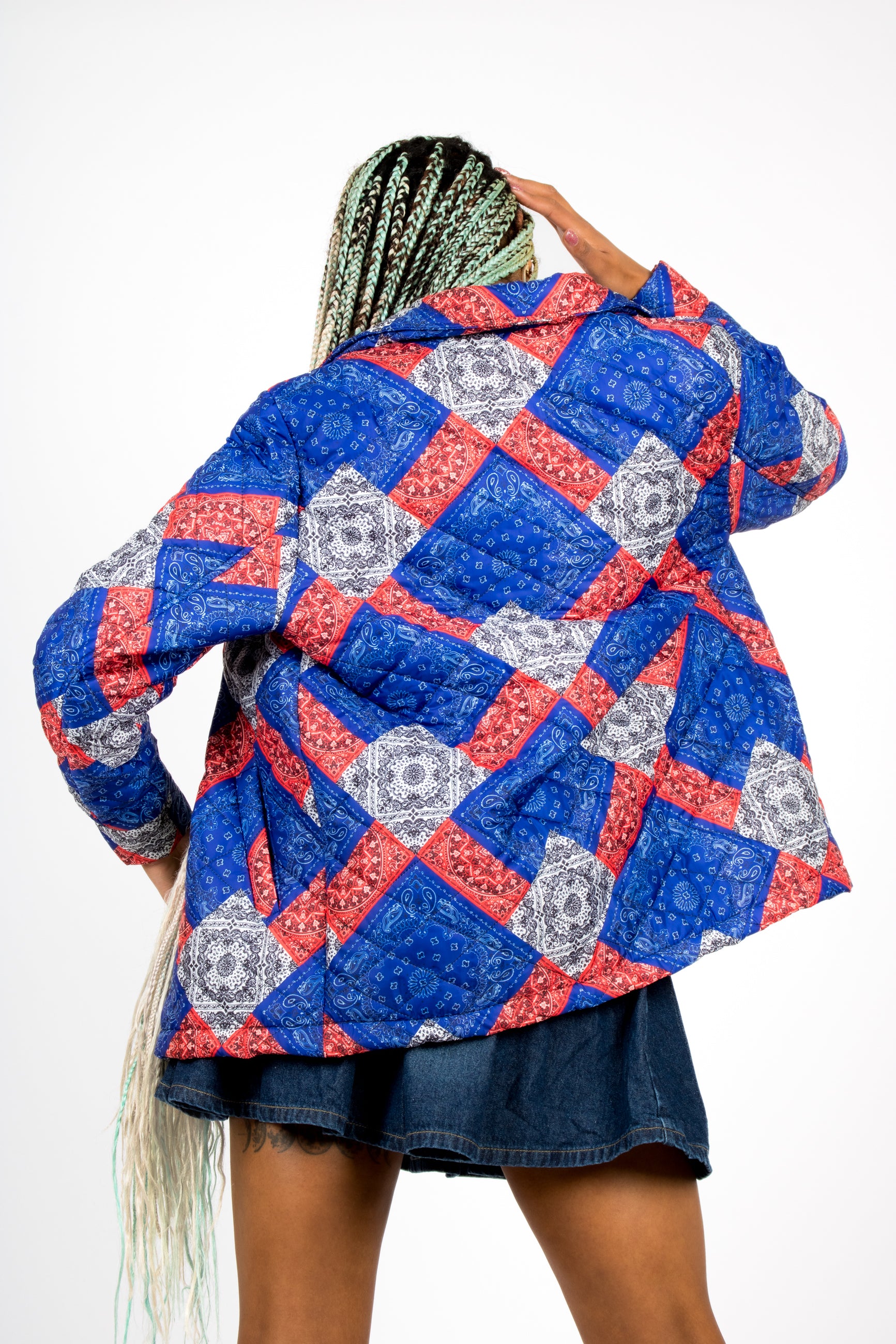 ONE ABOVE ANOTHER Bandana Patchwork Quilted Jacket