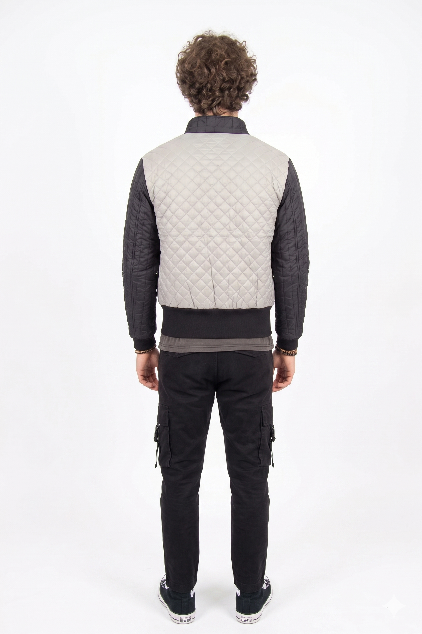 Two Tone Funnel Neck Waffle Puffer