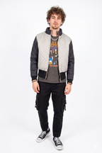 Two Tone Funnel Neck Waffle Puffer