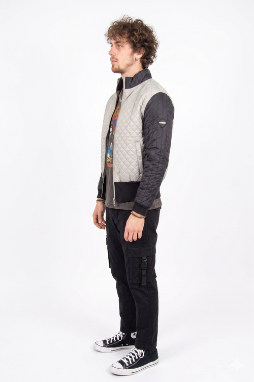 Two Tone Funnel Neck Waffle Puffer