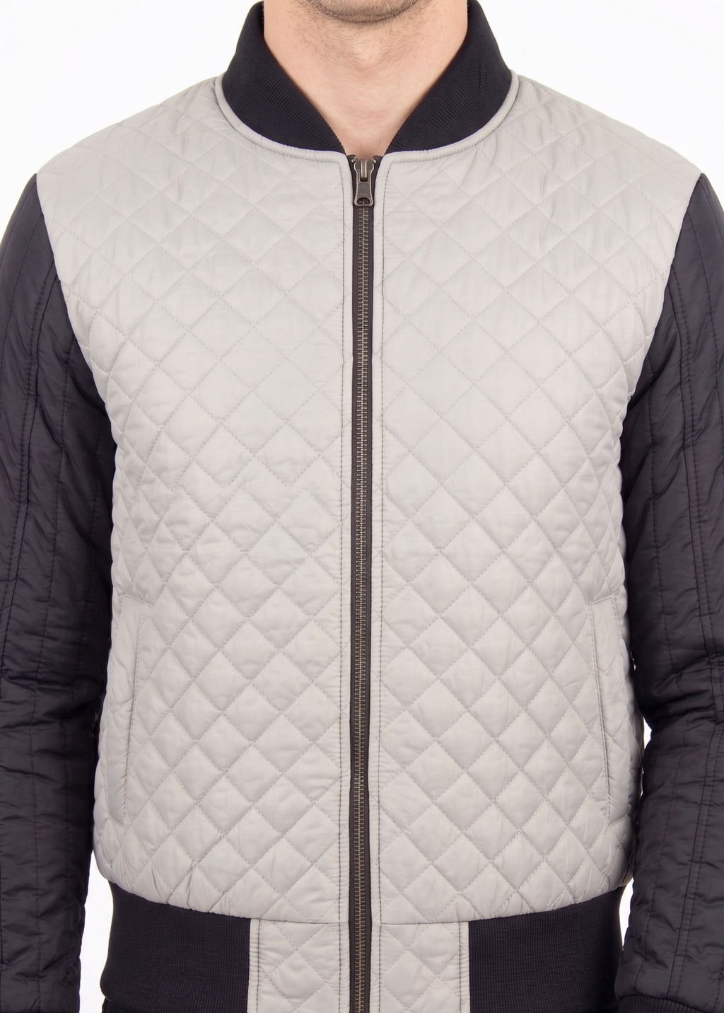 Two Tone Funnel Neck Waffle Puffer