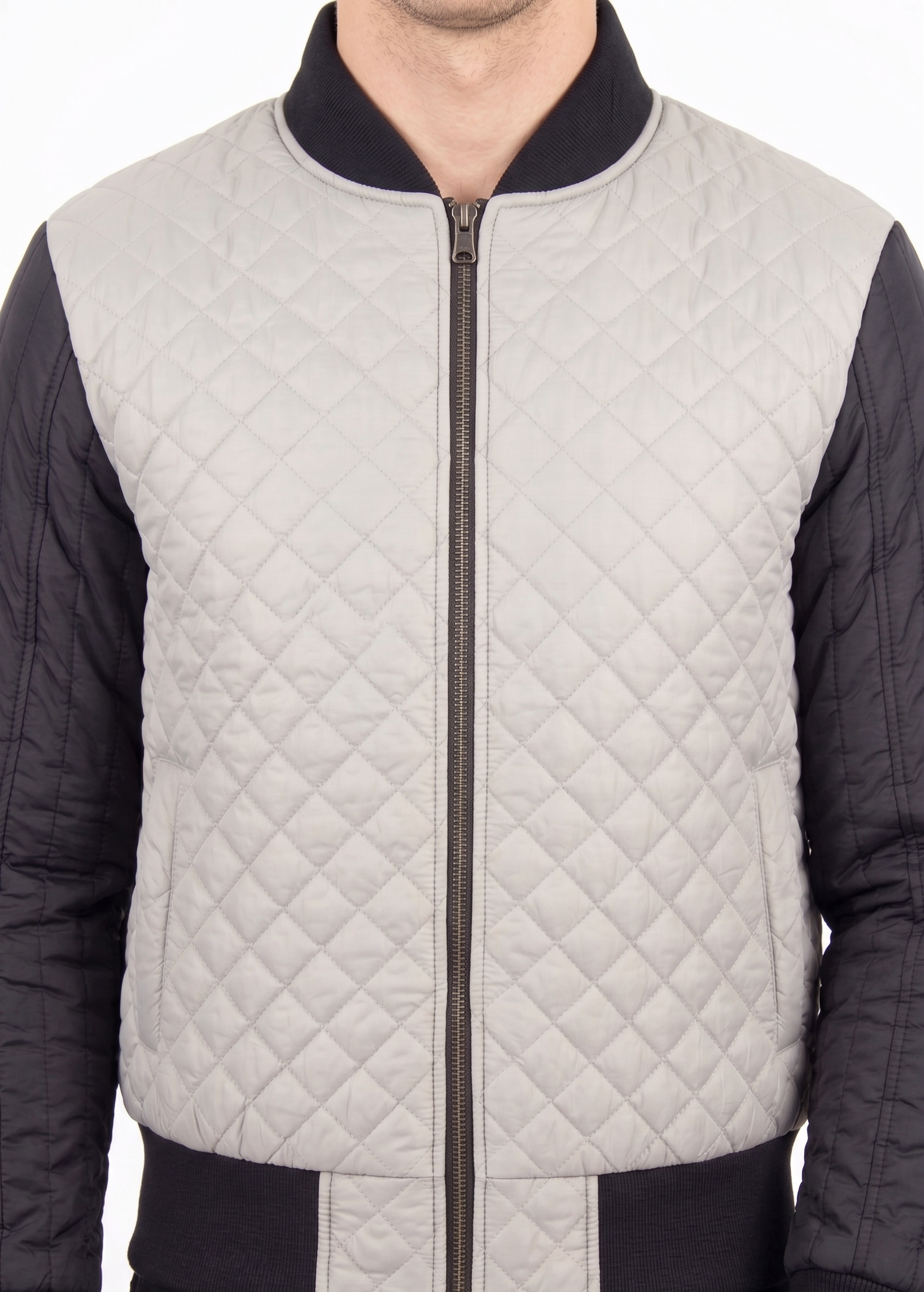 Two Tone Funnel Neck Waffle Puffer