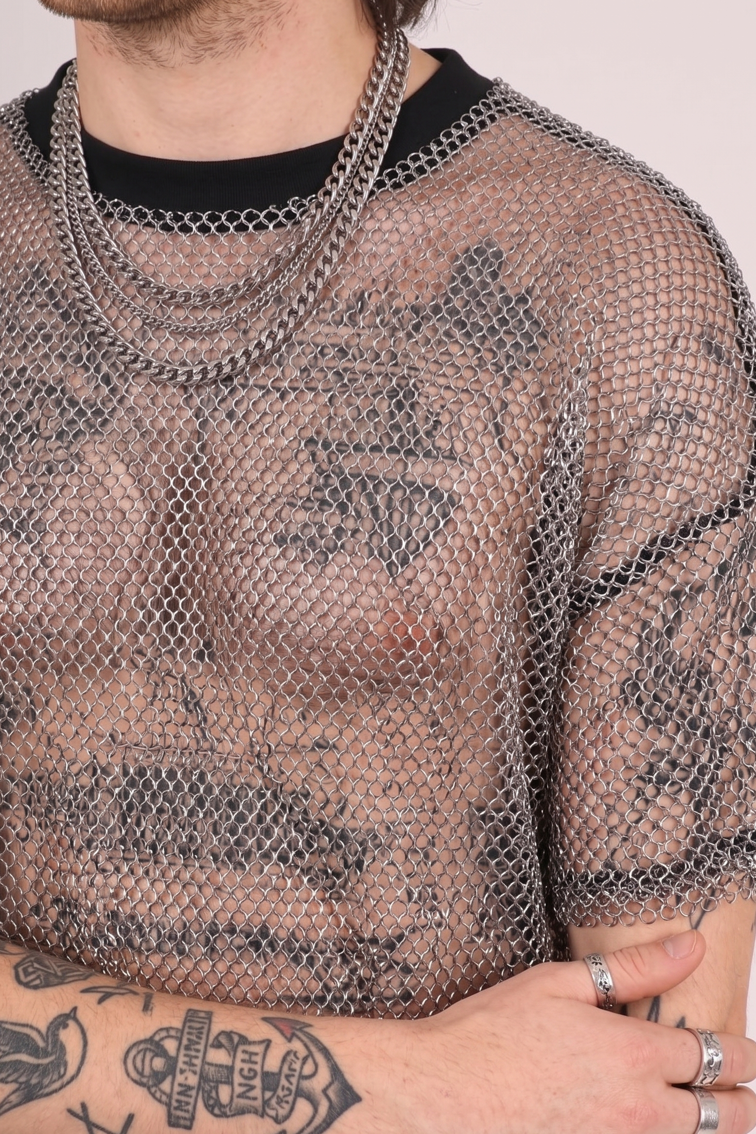 Oversized Metallic Mesh T-Shirt