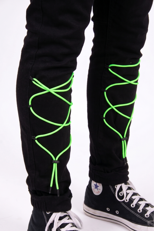 Joggers With Neon Green Pull Ties