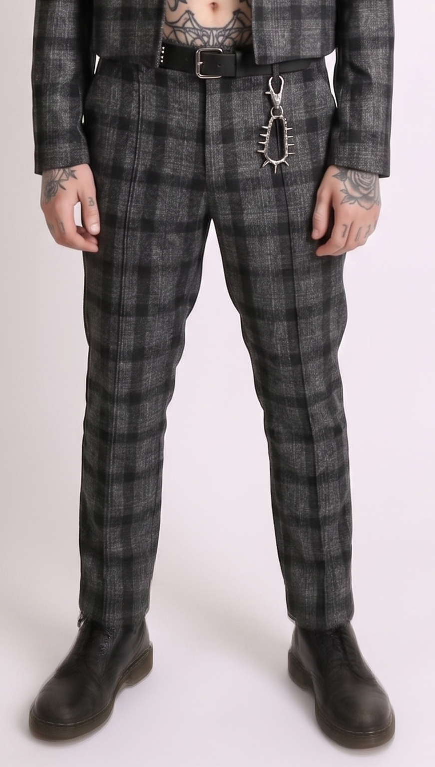 Dark Grey Check Tailored Trouser