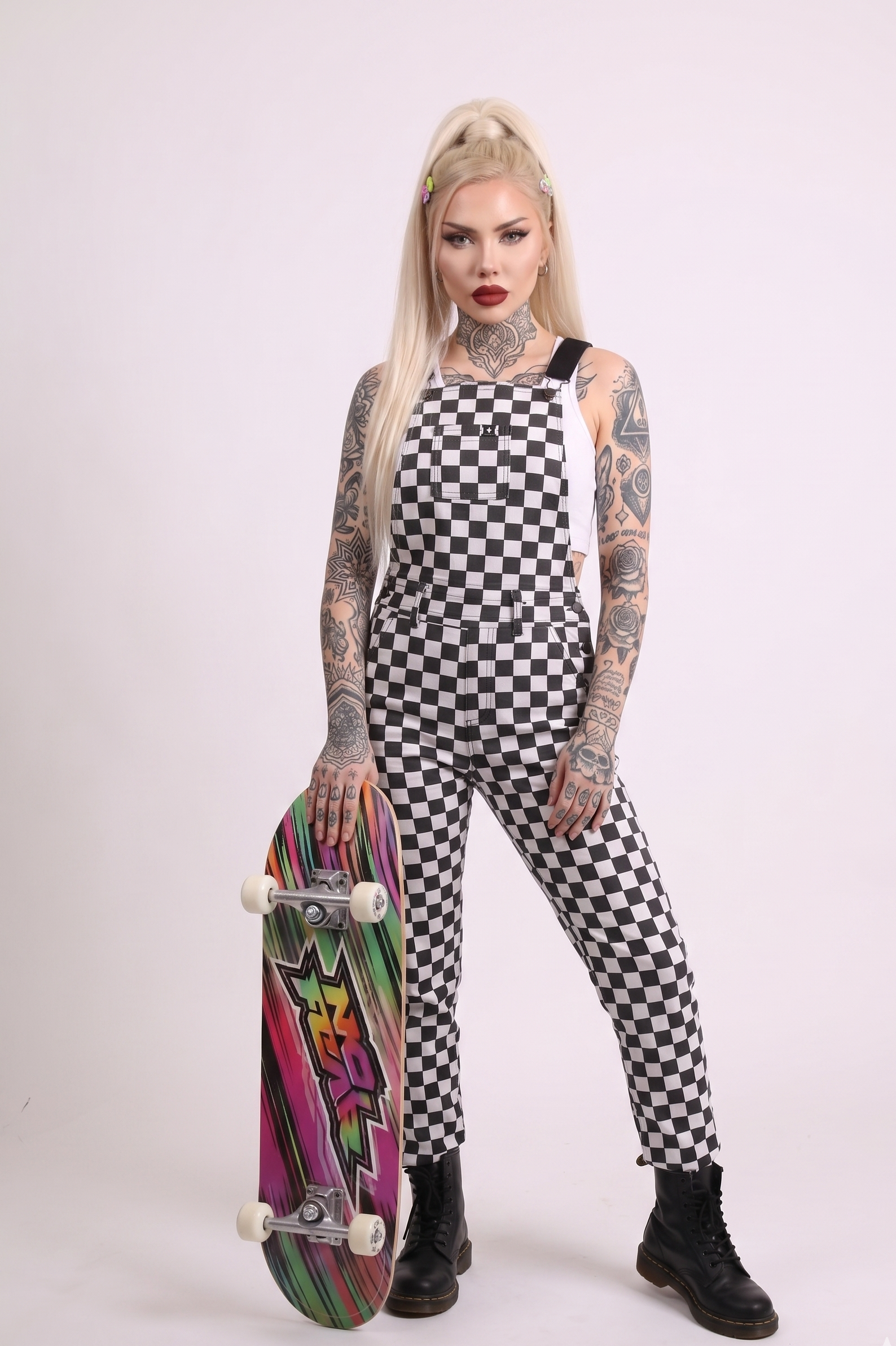Checkered Printed Dungaree
