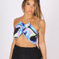 Sky Marble Chain Halter Neck Crop Top