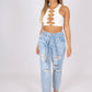 ONE ABOVE ANOTHER White Cut-Out Gold Link Crop Top