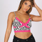 ONE ABOVE ANOTHER Zebra Cropped Cami With Pink Lace Trim