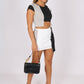 ONE ABOVE ANOTHER Patchwork Stepped Hem Mini Skirt