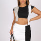 ONE ABOVE ANOTHER Patchwork Stepped Hem Mini Skirt