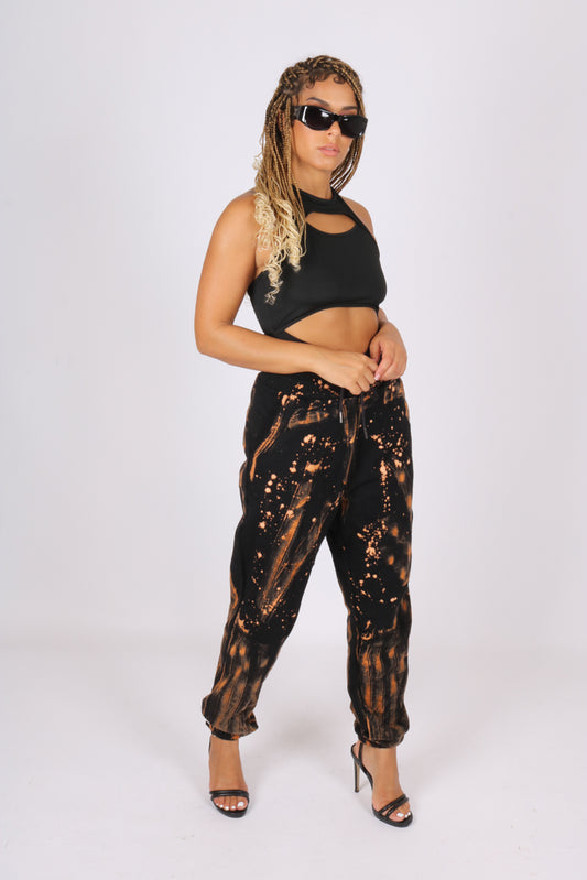 ONE ABOVE ANOTHER Bleach Wash Orange Joggers