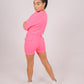 ONE ABOVE ANOTHER Neon Pink Crop Top & Cargo Shorts Set