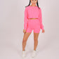 ONE ABOVE ANOTHER Neon Pink Crop Top & Cargo Shorts Set