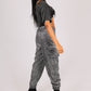 ONE ABOVE ANOTHER Grey Glitter Cargo Pant With Diamanté Chain