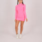 ONE ABOVE ANOTHER Neon Pink High Neck Ribbed Bodycon Mini Dress