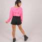 ONE ABOVE ANOTHER Neon Pink Cropped Hoodie