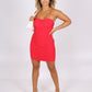 ONE ABOVE ANOTHER Red Ruched Padded Cups Mini Dress