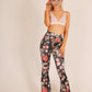 ONE ABOVE ANOTHER Velvet Floral Flare Trouser