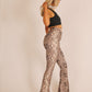 ONE ABOVE ANOTHER Snake Print High Rise Flare Trouser
