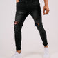 ONE ABOVE ANOTHER Black Skinny Jean With Knee Rips & Gold Sequin Details