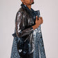 ONE ABOVE ANOTHER Blue Leopard Transparent Vinyl Trench Coat